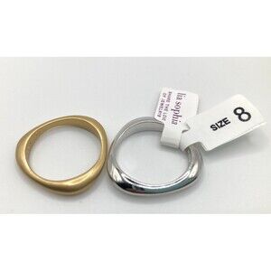 Lia Sophia Opposites Attract Silver & Gold Rings Set (Size 8)